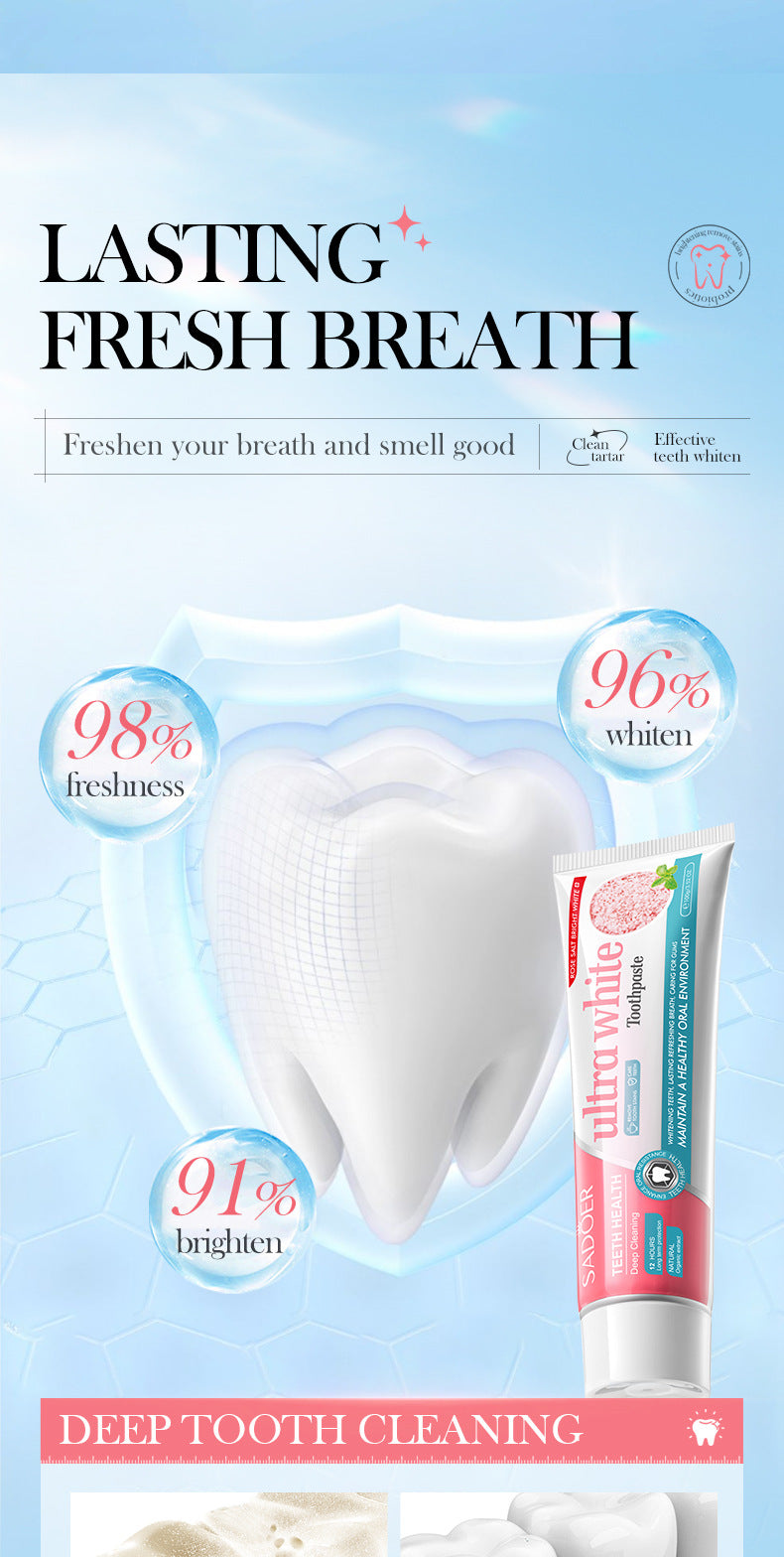 Rose Salt Brightening Stain Removal Toothpaste SADOER Oral Teeth Gum Care Plant-Based Toothpaste  Wholesale