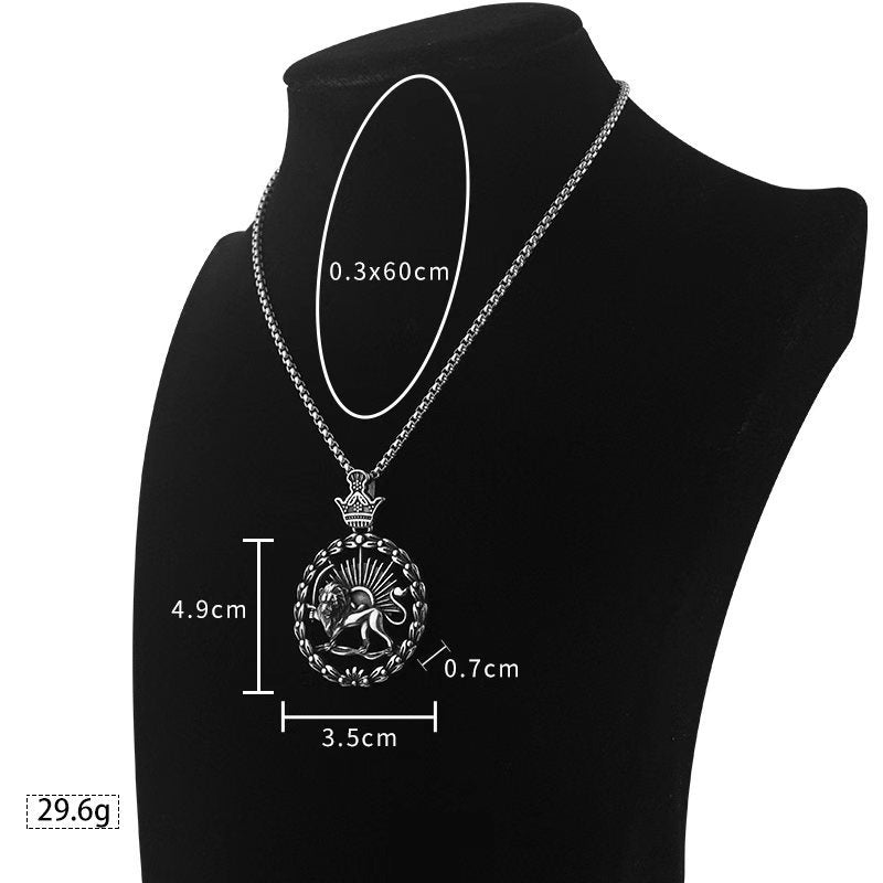 New Vintage Style Retro Stainless Steel Lion Pendant Men's Niche Titanium Steel Necklace Accessories Factory Wholesale