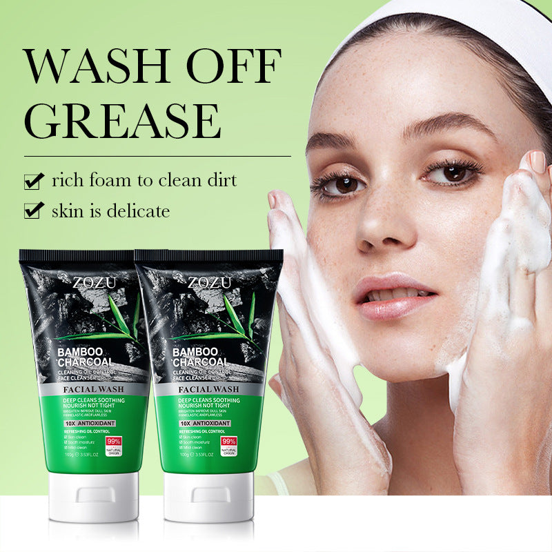 Bamboo Charcoal Facial Cleanser100gZOZU Deep cleansing refreshing non-greasy facial cleanser cross-border wholesale