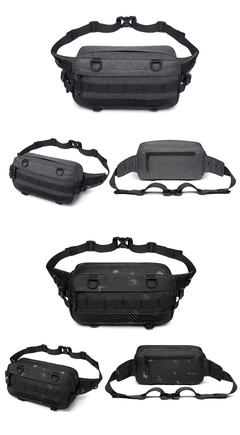 OZUKO Tactical Waist Bag Men's Crossbody Bag Multifunctional waterproof outdoor sports trendy brand portable bag