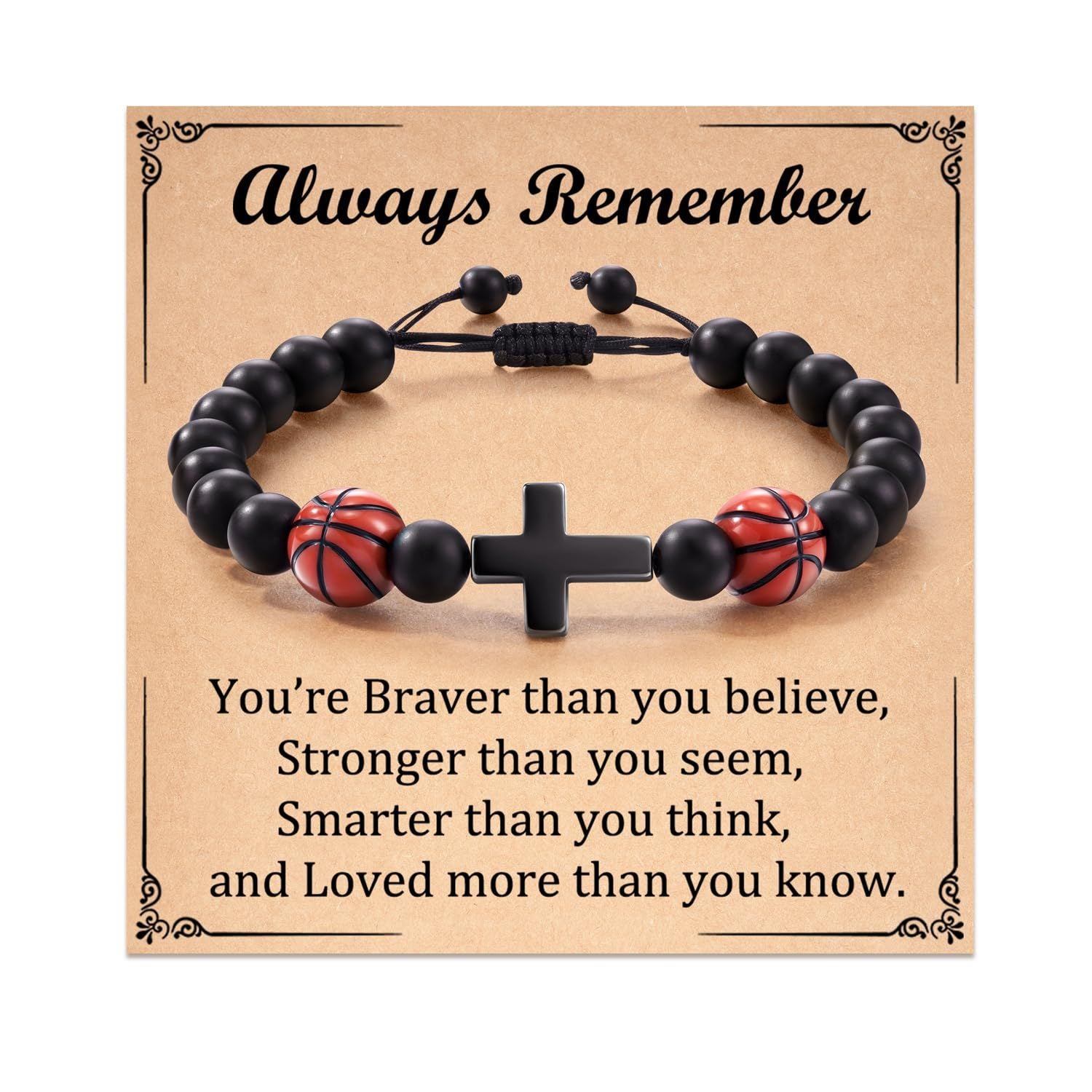 Football Beaded Bracelet to my son Gift Black Matte Coach Bracelet Tiger Eye Stone Baseball Woven Bracelet