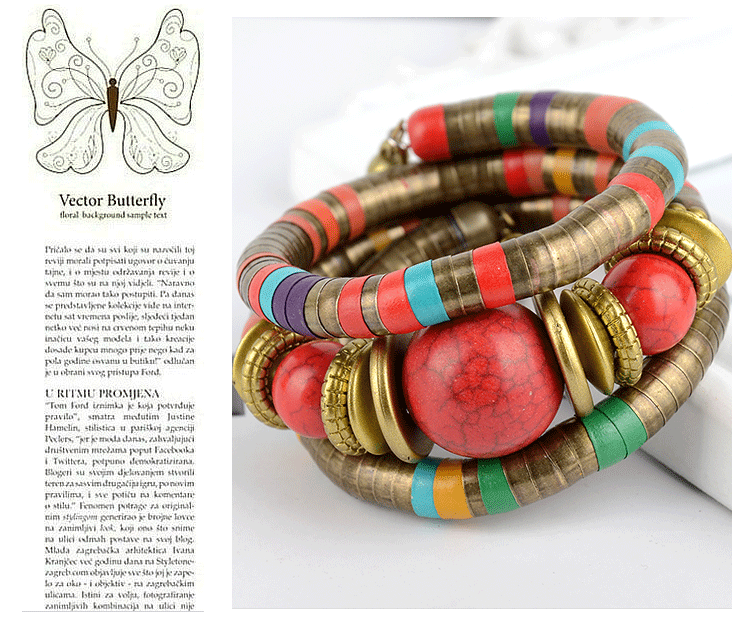 Factory Direct Sale Three-Circle Bracelet European and American Style Exaggerated Personality Spacer Vintage Beaded Bohemian Multi-Layer Bracelet