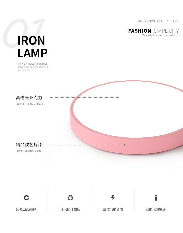 led Ceiling Light Round Bedroom Room Light Nordic Macaron Home Dining Room Study Hallway Balcony Lighting