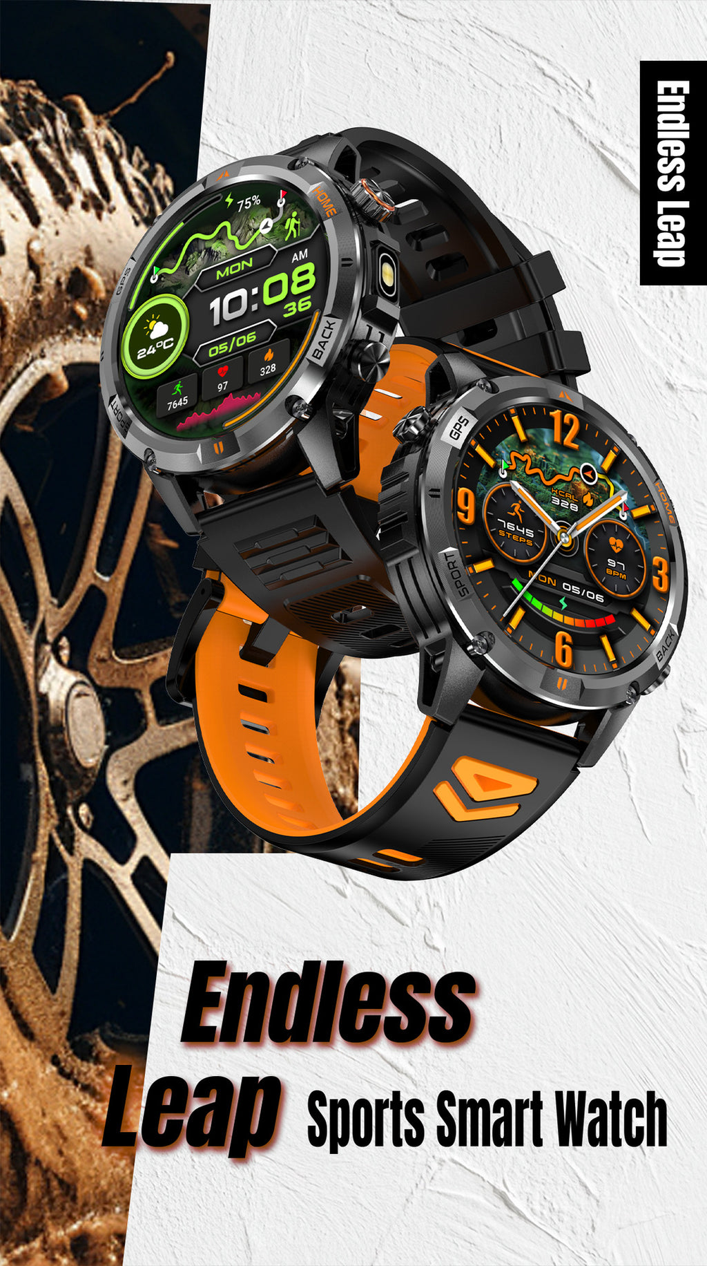 YK15Smart Watch Bluetooth Call Heart Rate Pedometer Sleep Depth Waterproof GPS Beidou Positioning Sports Three-Proof