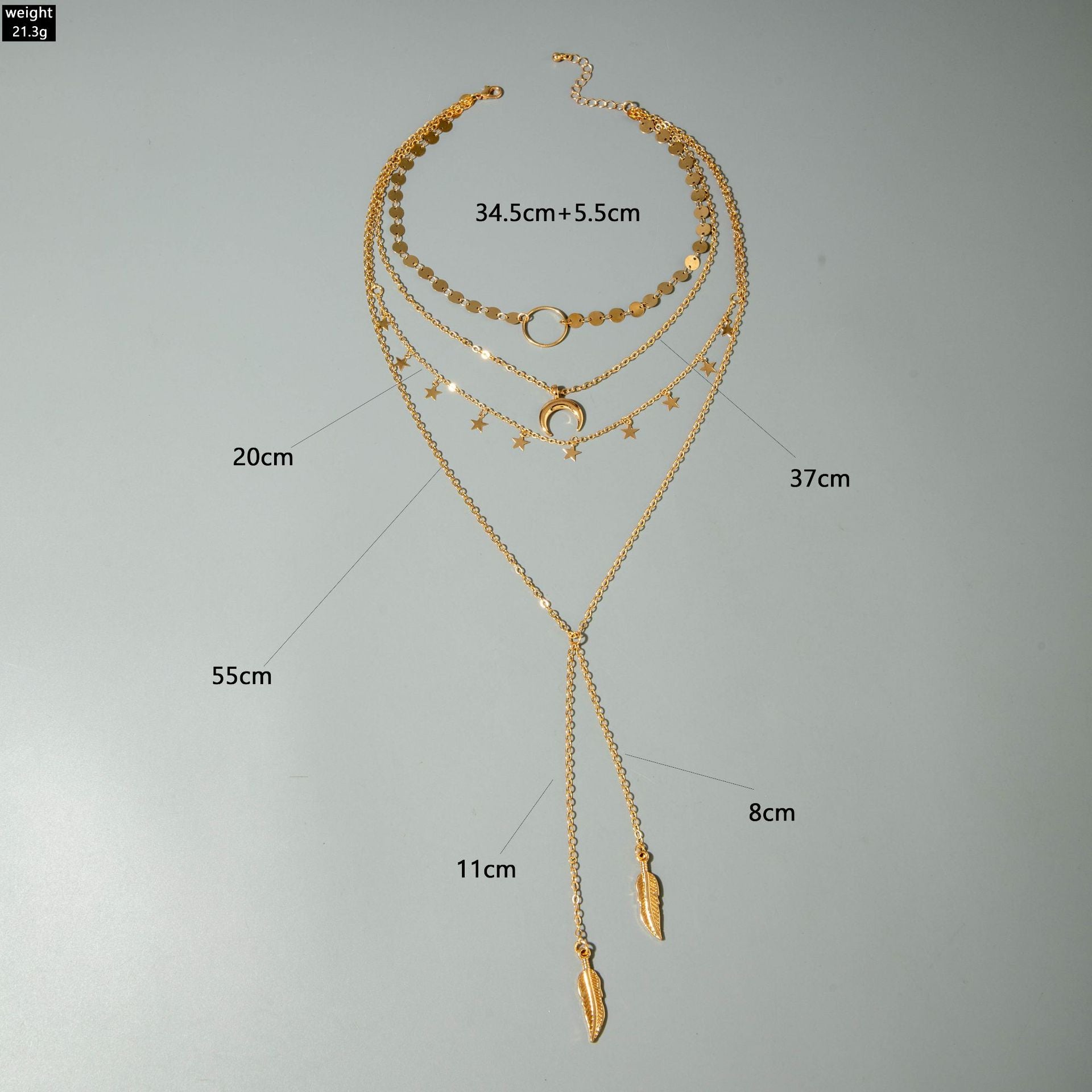 Geometric Star Tassel Chain Necklace Versatile Metal Style Sexy Multi-layer Stacking Y Type Necklace