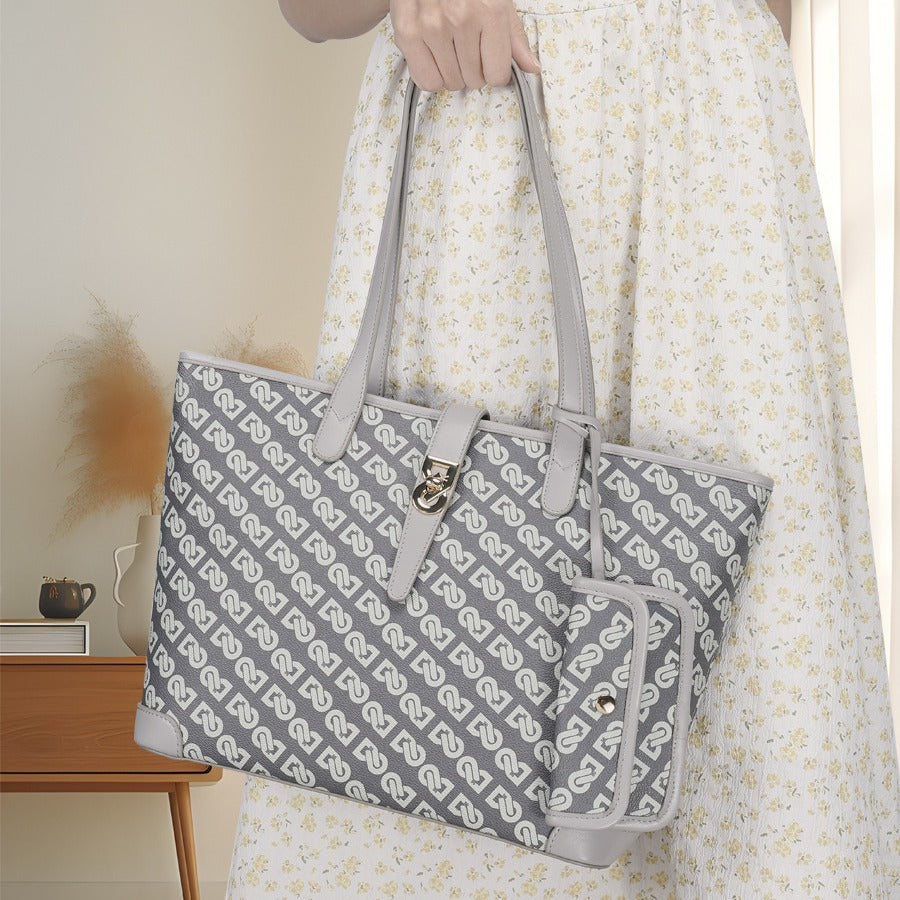 Original Design Retro Print Tote Bag for Work Commute Large Capacity Shoulder Bag Niche Versatile Fashion Handbag