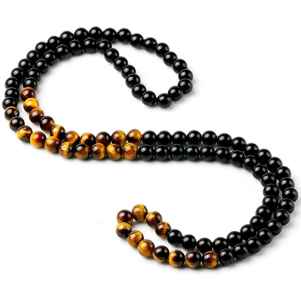 Men's Tiger Eye Stone Bracelet108Stackable Natural Stone8mm Beaded Bracelet Elastic Cord Tiger Eye Stone Long Bracelet