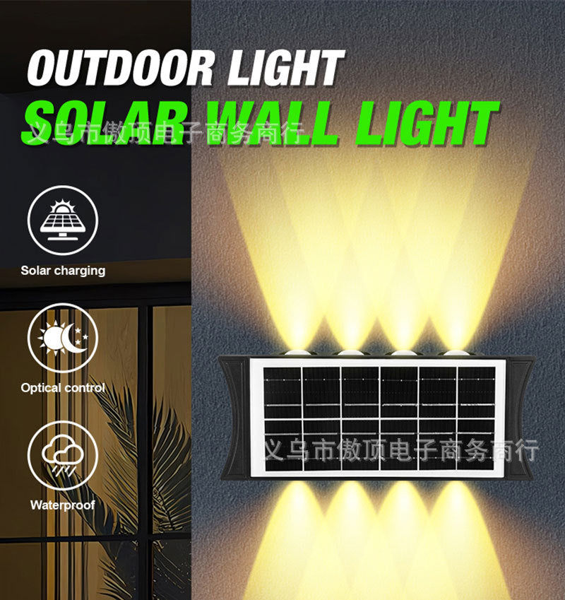 Solar wall light outdoor wall washer light with up and down illumination RGB Courtyard Decoration Waterproof Landscape Light LED Spotlight