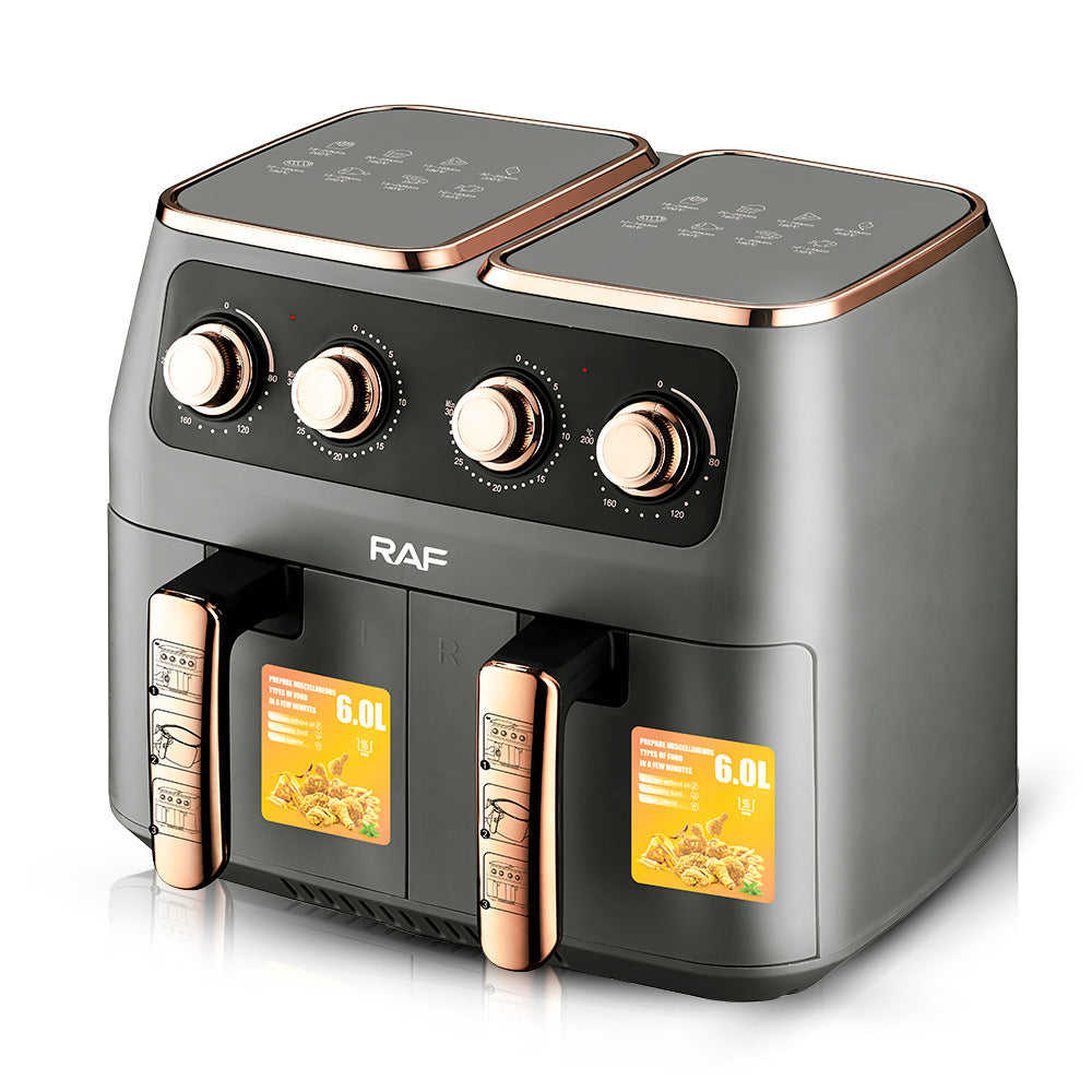 RAF European and American Standard Air Fryer Multi-Functional Household Left and Right Dual Chamber Large Capacity French Fry Electric Fryer