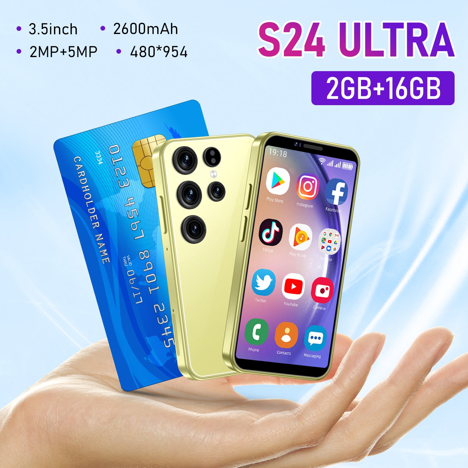 Hot Sale4G Android S24 Ultra Smart Small Mobile Phone Quad-core Mini Phone3.5Inch Factory