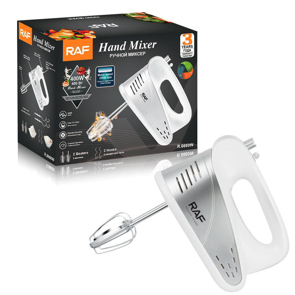 RAF European Standard5Electric Egg Beater Household Handheld High-Power Egg Mixer Dough Kneading Baking Blender R6660
