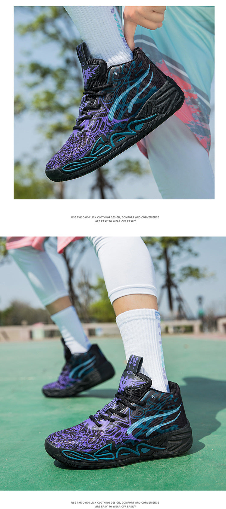 Fashion Trend Basketball Shoes New Youth Mandarin Duck Mesh Breathable Sports Shoes High-Top Training Boots