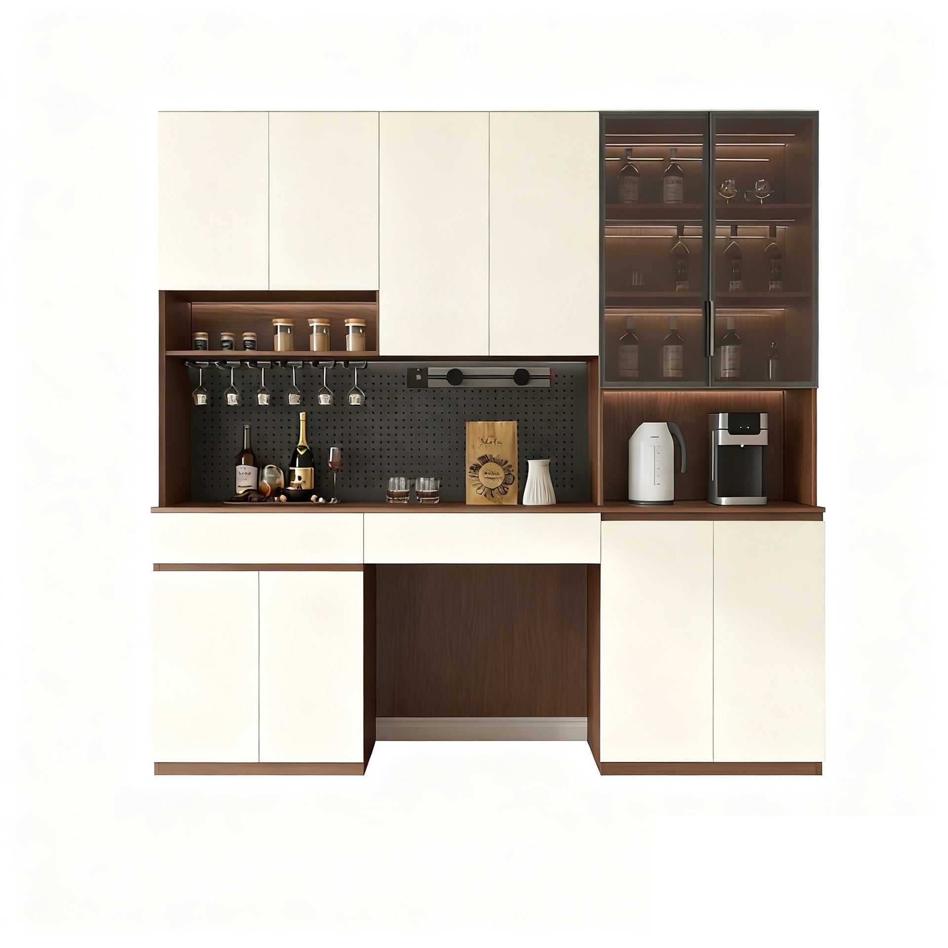 Custom Aluminum Alloy Sideboard Cabinet for Entire House, Wall-Mounted, Integrated with Dining Table, Living Room, Kitchen, Home Storage, Wine Cabinet