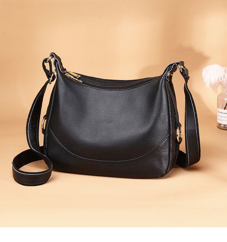 Guangzhou Shiling Genuine Leather Women's Bag for Middle-aged and Elderly Mothers, Multi-pocket Large Capacity Single Shoulder Crossbody Bag Trend