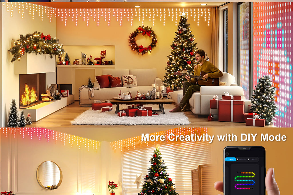 Bluetooth Icicle String Lights Icicle Lights Outdoor Eave Lights Waterfall Eave Lights Waterproof Eave Lights led Atmosphere Light String