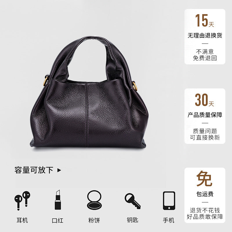 European and American Style Boling En Cloud Bag Lychee Pattern Light Luxury Crossbody Shoulder Dumpling Bag New Women's Underarm Handbag Trendy