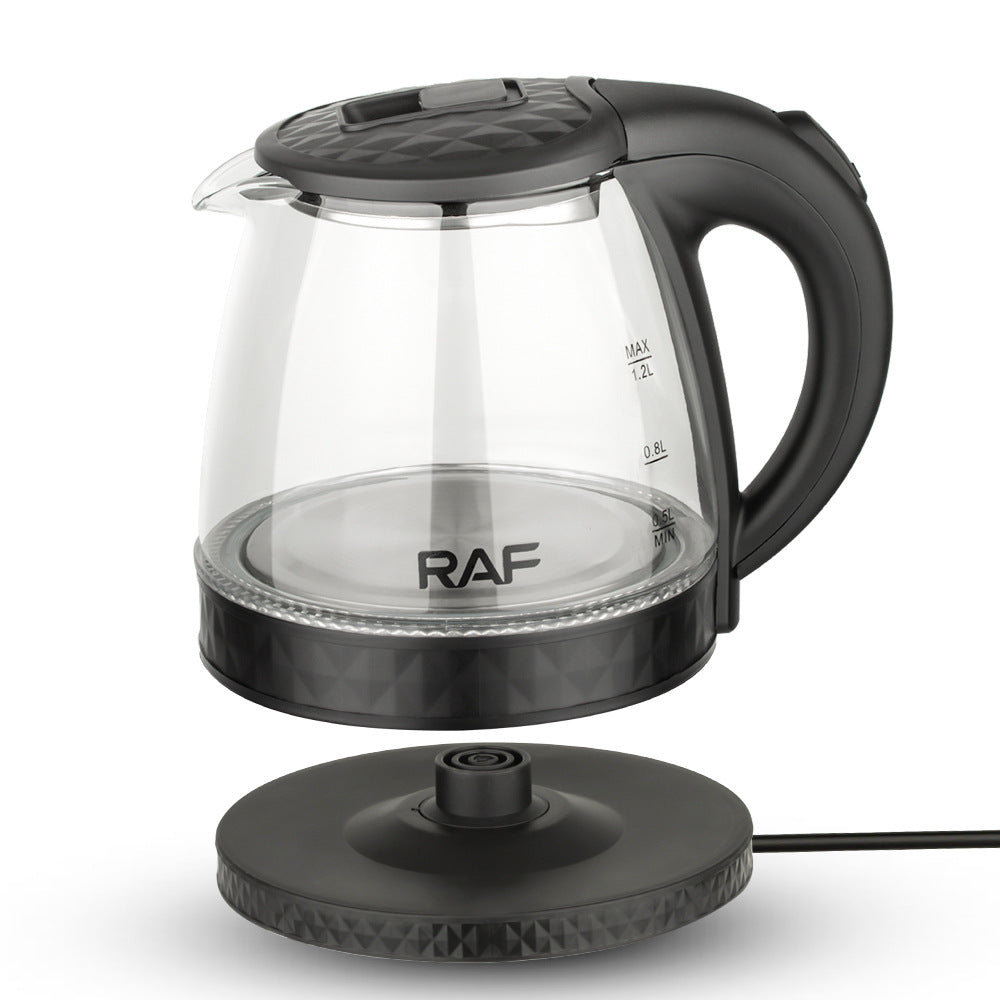 RAF European Standard Electric Kettle Stainless Steel Transparent Glass Small Household Electric Kettle for Home Use1.2L