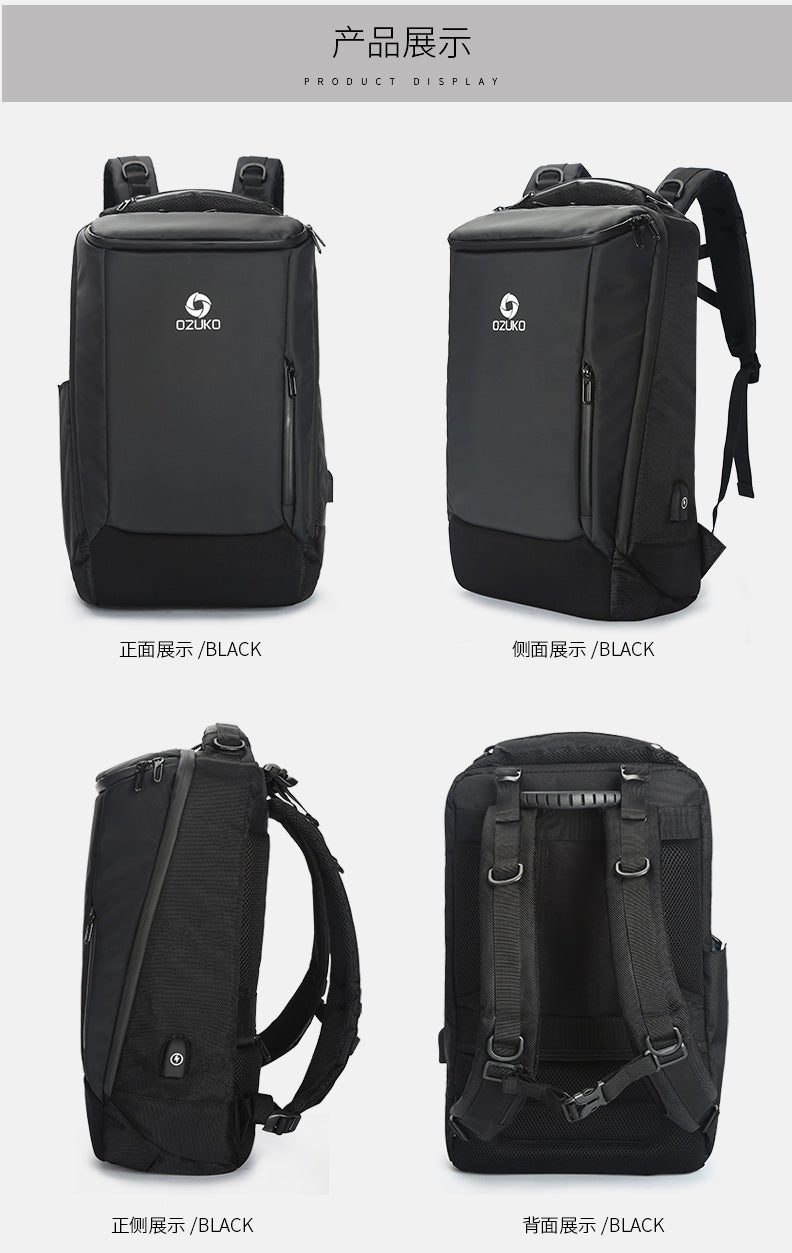 ozuko New business backpack for men, outdoor multifunctional travel bag, waterproof1715-inch Laptop Backpack