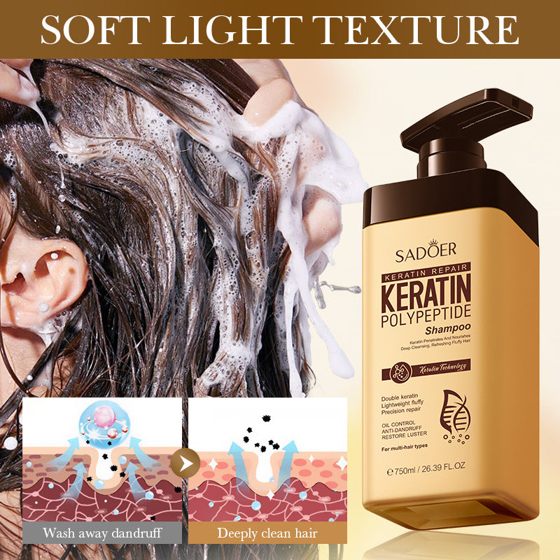 Keratin Peptide Anti-Dandruff Shampoo SADOER Fluffy Cleansing Shampoo Cross-Border Wholesale