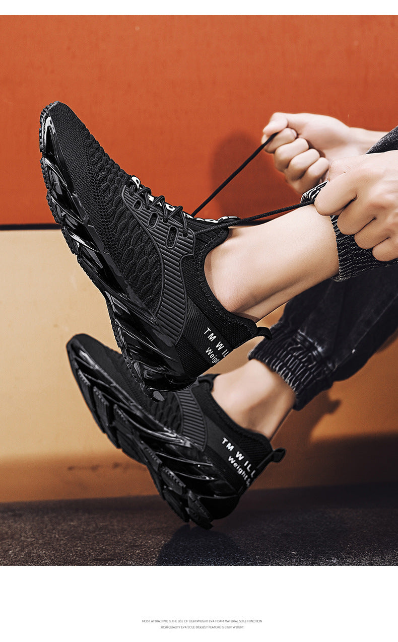 2025Summer New Men's Shoes Non-Slip Blade Shoes Men's Running Shoes Breathable Flyknit Mesh Shoes Sports Casual Shoes