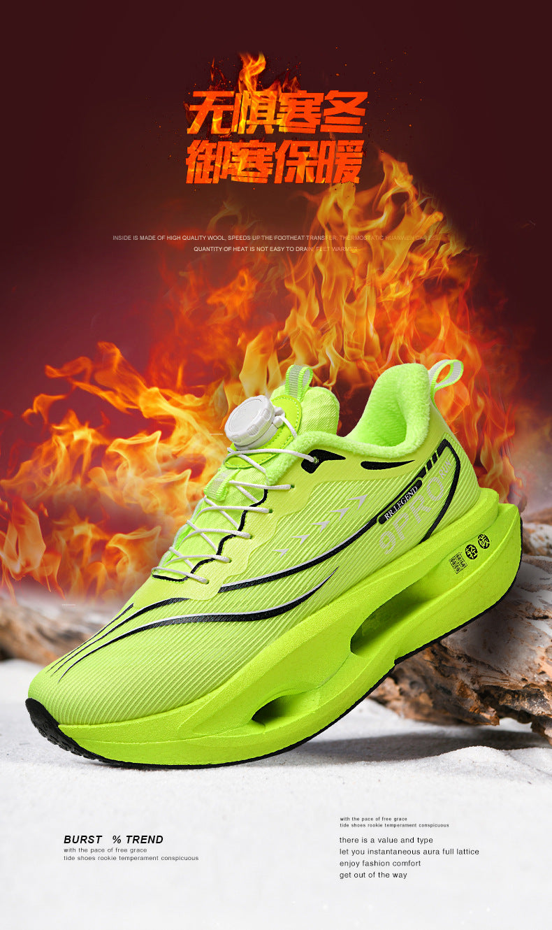 Red Rabbit9pro Winter New Thickened Fleece Warm Men and Women Sports Twist Button Real Carbon Plate Soft Sole Running Shoes