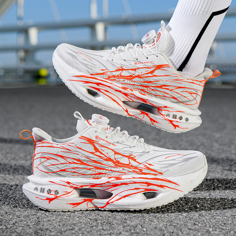 Autumn Winter Double Mesh Thickened Comfortable Rotating Buckle Fluorescent Versatile Running Shoes Youth Carbon Plate Really Soft Sole Sports Shoes