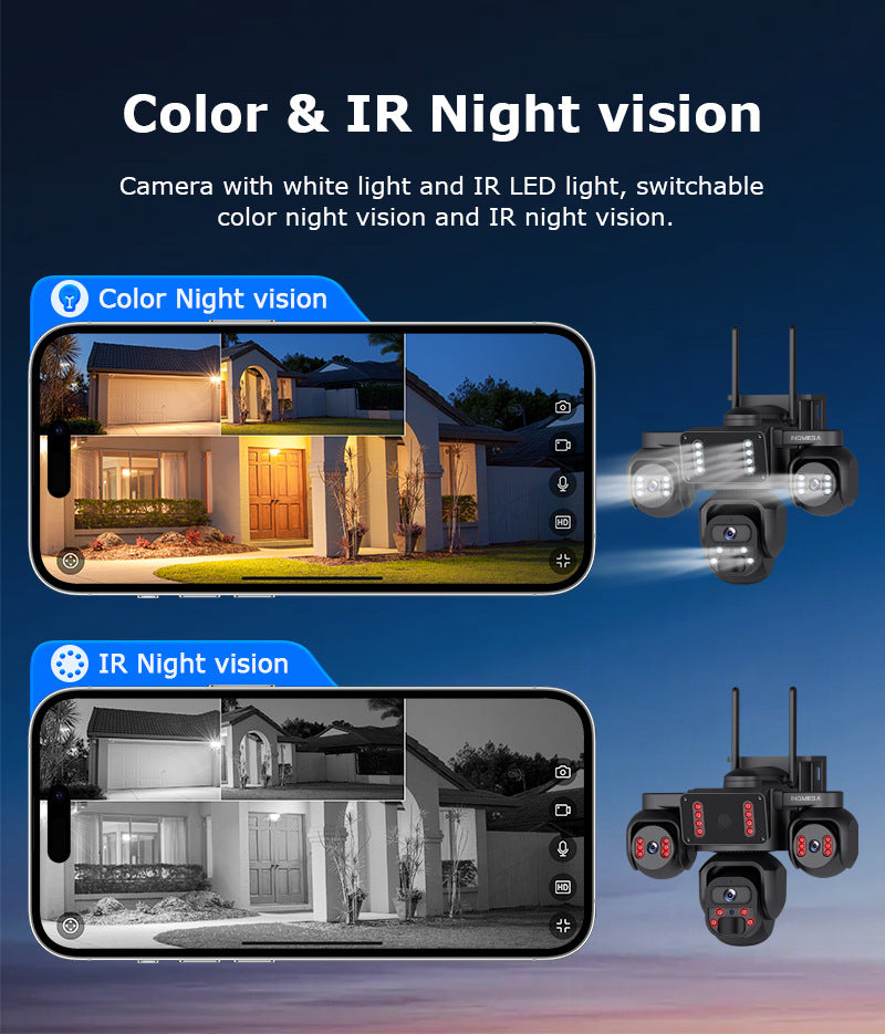 Three-eye Solar Camera AOV Low Power Consumption Camera9MP High Definition Full Color4G Solar Monitoring