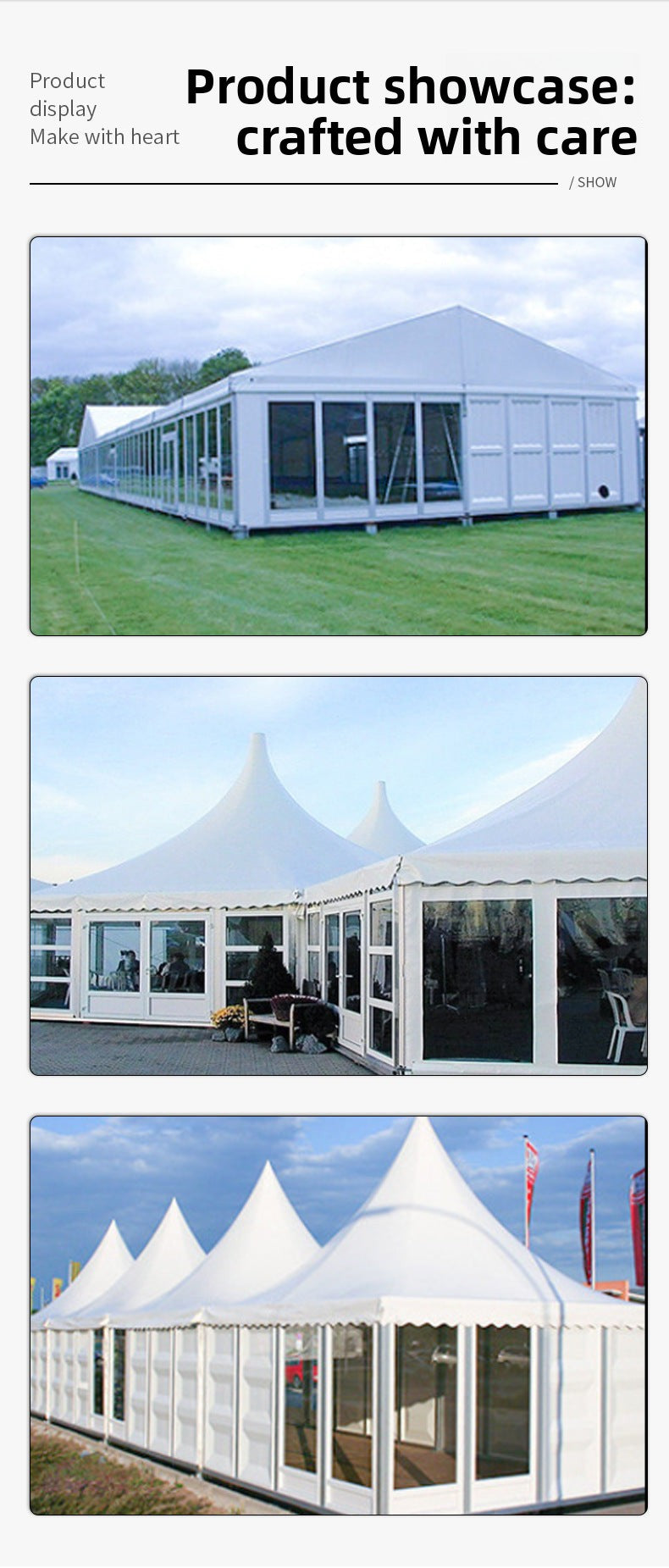 Outdoor Garden Aluminum Alloy Pointed Top Tent European Style Aluminum Pole Tent Car Show Wedding Exhibition Banquet Tent Four Corner Canopy