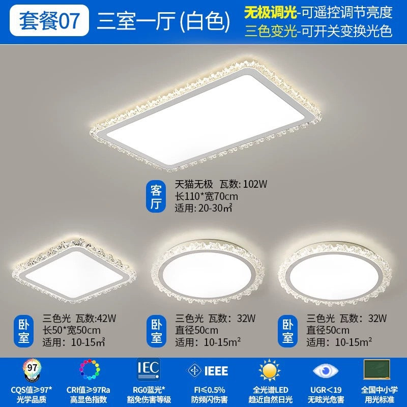 Light Luxury Living Room Ceiling Lamp2025New Year's Crystal Lamp High-end Bedroom Main Lamp Round led Eye Protection Lighting