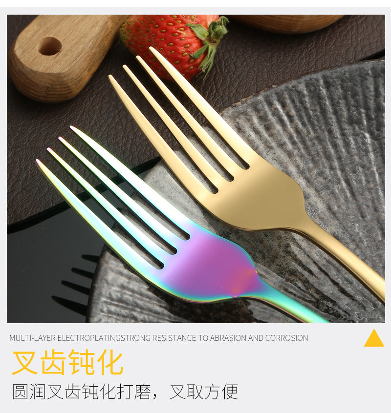 410Stainless Steel Cutlery Western Food Square Handle Knife Fork Spoon4Gift Set Cutlery Set Steak Knife Fork Spoon