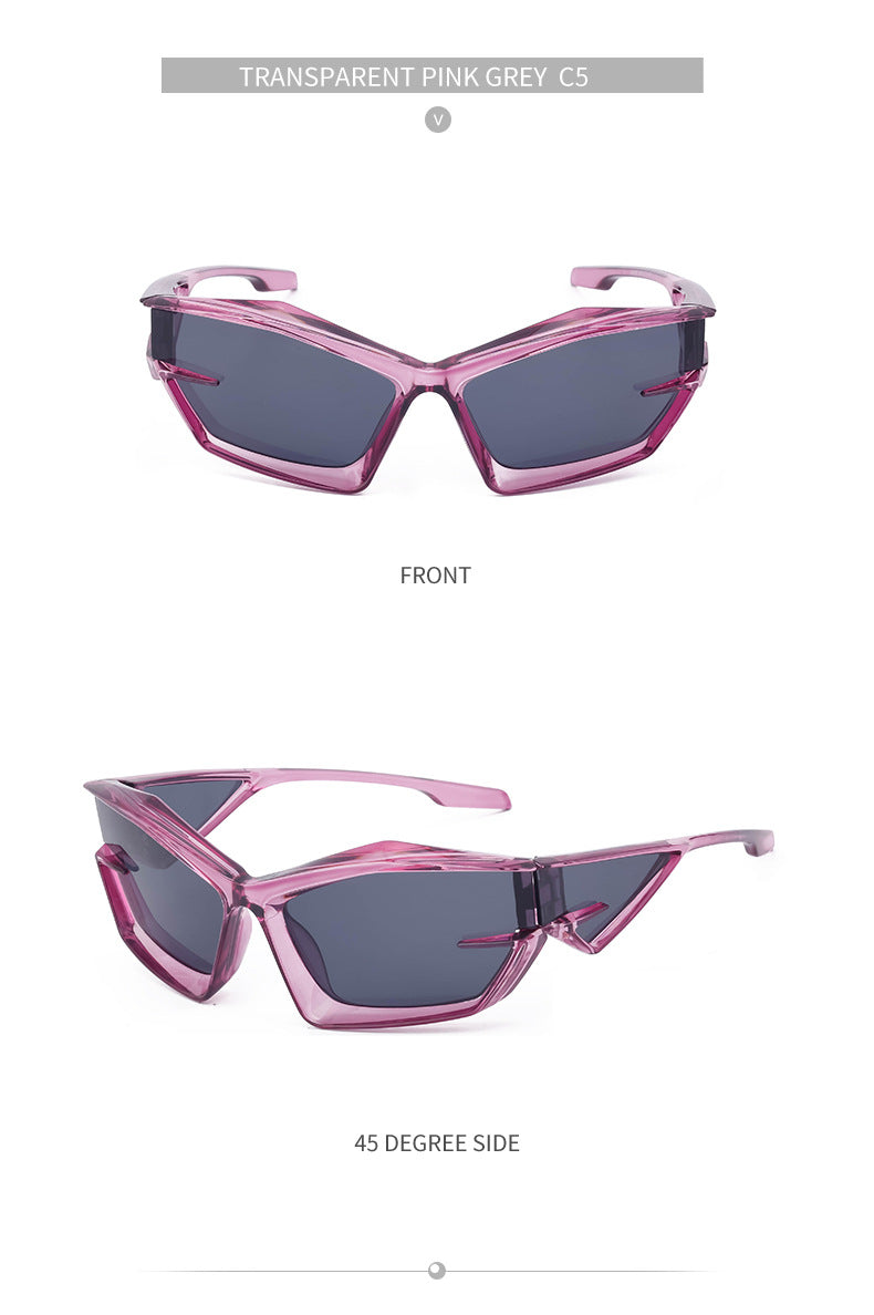 European and American style unique shaped sunglasses for men Y2K Millennium Future Technology Sunglasses for Women Trendy Glasses Wholesale