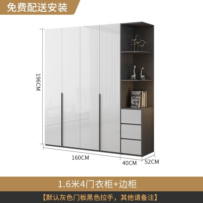 Modern Simple Wardrobe with Swing Doors, Storage Wardrobe with Dressing Table, Shelves, Side Cabinet, Bedroom Wardrobe, Entryway Installation