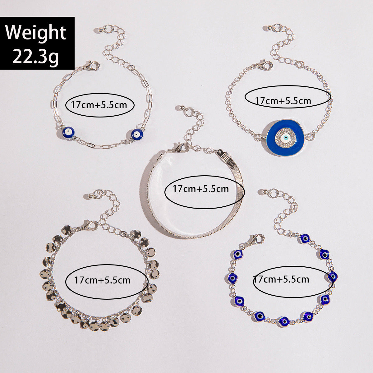 European and American Style Bracelet Bohemian Devil's Eye Bracelet Design Sense Inlaid Diamond Oil Drop Exaggerated Bracelet Set