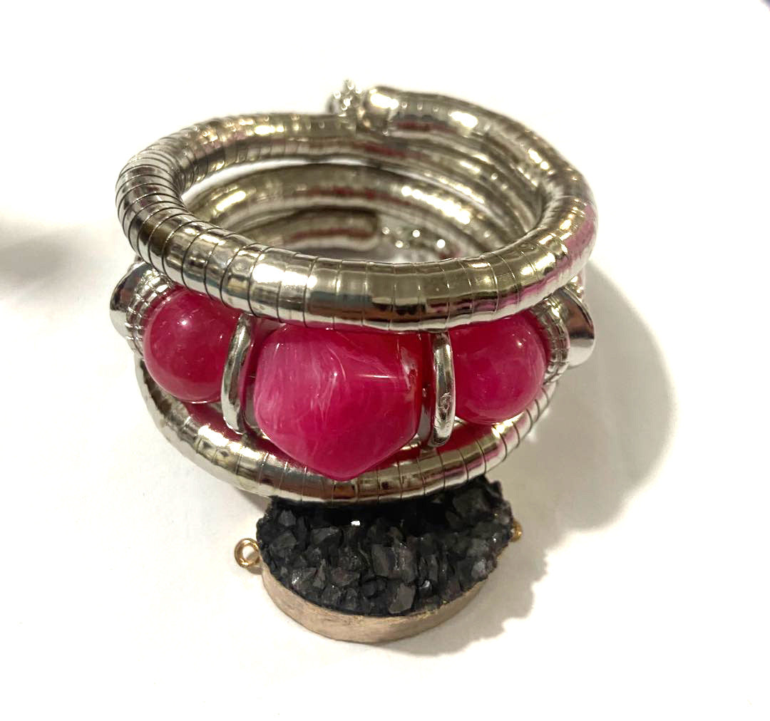 European and American Three-Circle Bracelet Creative Spacer Bead Elastic Snake Bone Bracelet Women's Layered Multi-Layer Bracelet