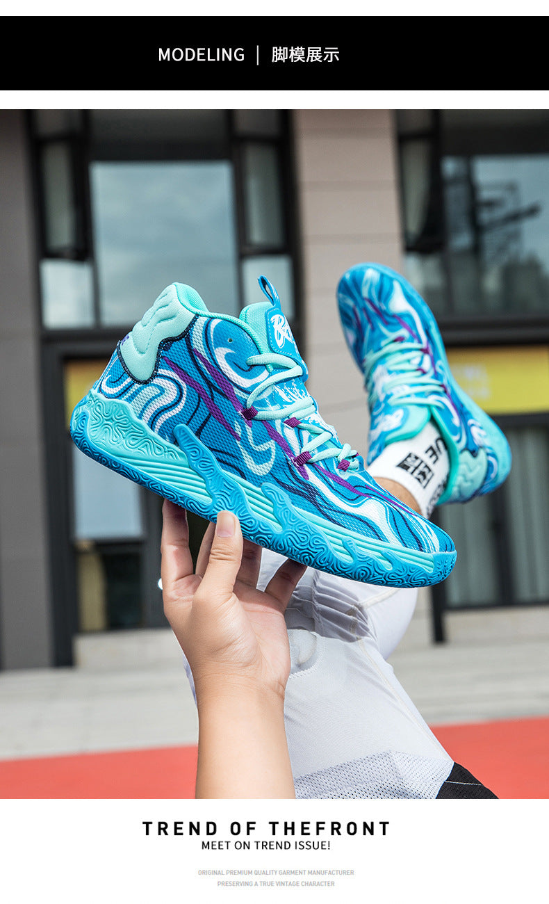 New Mid-Calf Professional Basketball Shoes Outdoor Practical Breathable Couple Shoes Thick Sole Non-Slip Unisex Shock Absorption Sports Shoes