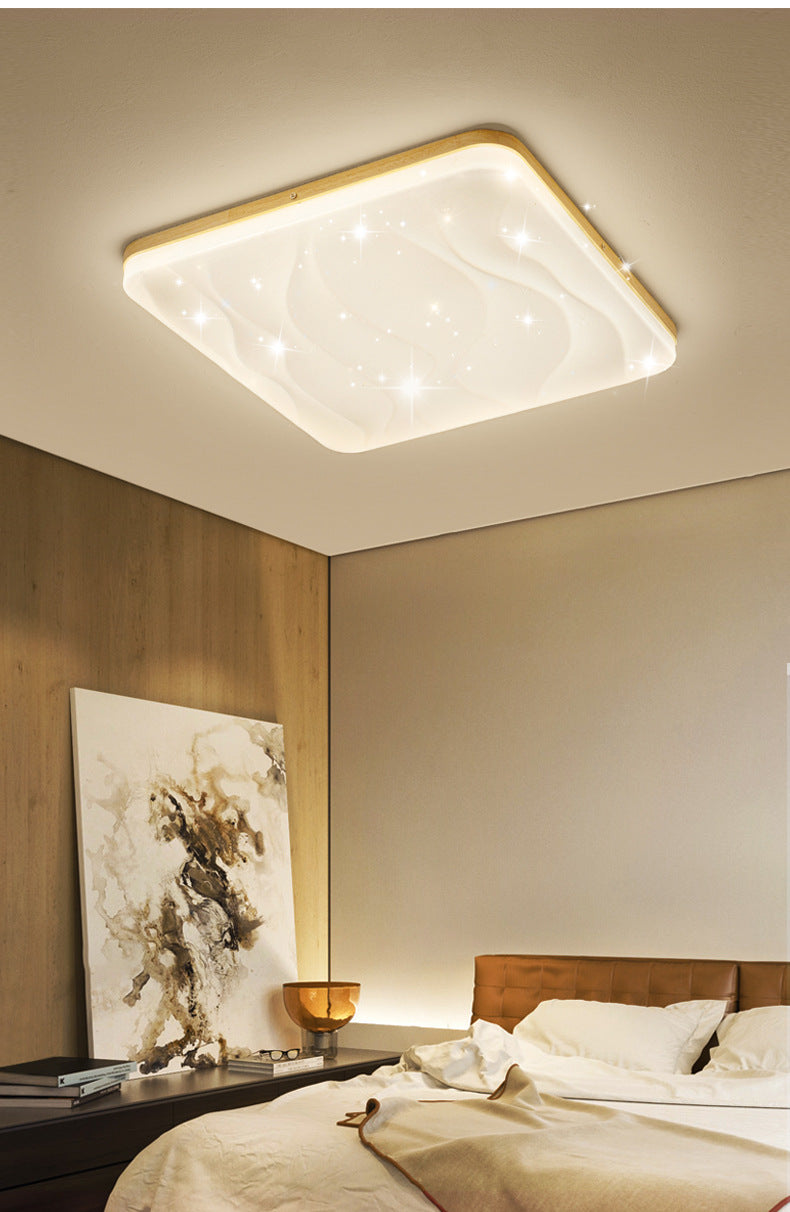 Tmall Smart Solid Wood Ceiling Light led Bedroom Lamp Round Modern Minimalist Log Room Lamp Living Room Lamp Home