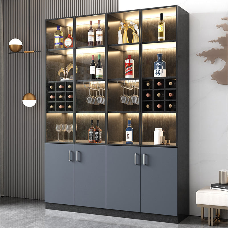 Apartment Wall-Mounted Sideboard Double-Door Wine Rack Storage Cabinet for Hotel Projects and Home Use LED Wine Cabinet