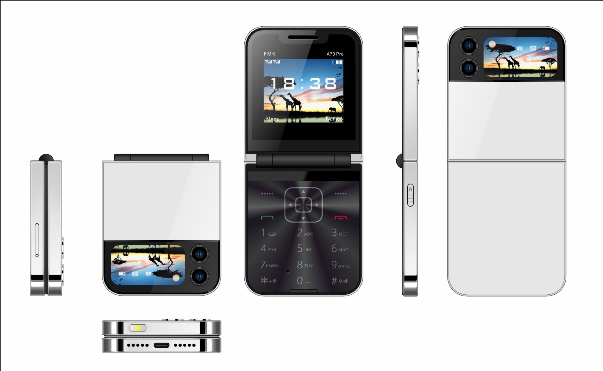 Flip Phone Mini Folding Flip Elderly Button2G Functional Phone Personalized Backup Phone A70PRO