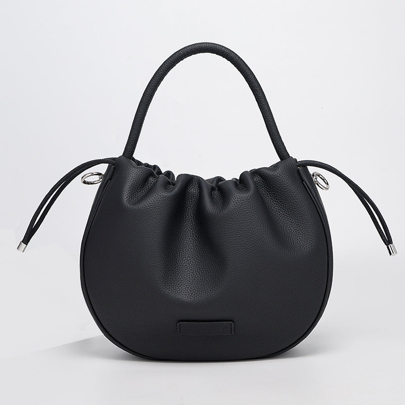 New Women's Bag Cloud Bag Fashion Crossbody Bag Cowhide Shoulder Bag Handbag Pleated Saddle Bag Trendy