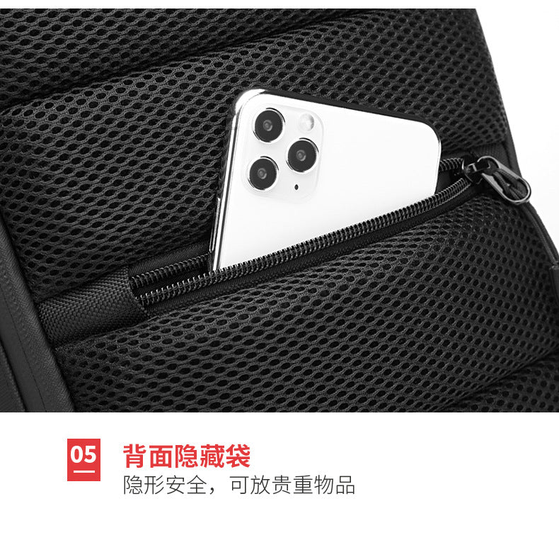 OZUKO Men's Chest Bag Trendy Brand USB Crossbody bag, water-resistant, lightweight, large capacity, single shoulder bag, outdoor chest bag