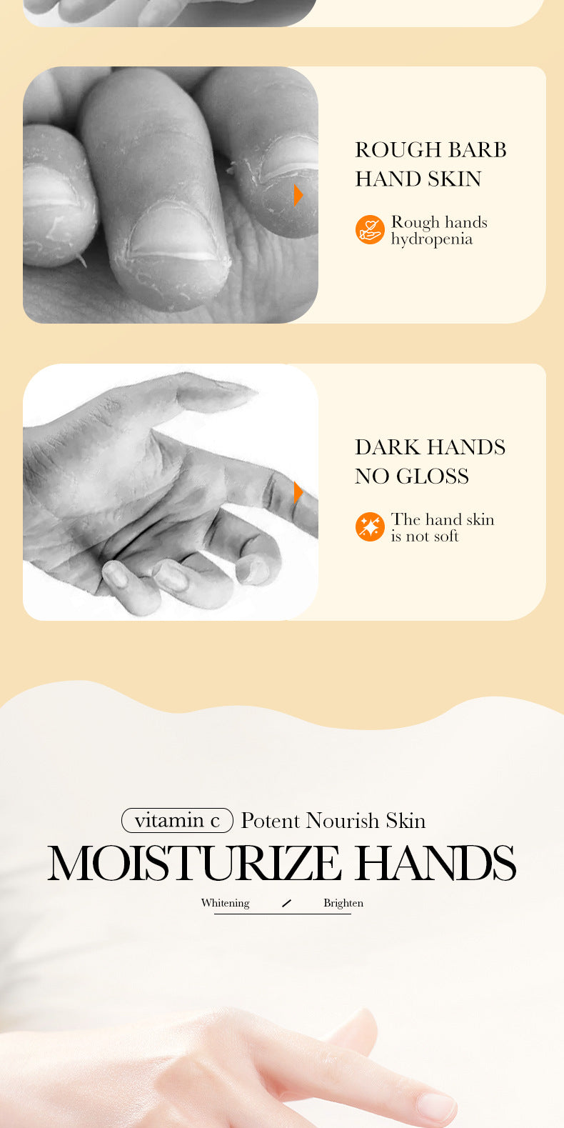 foreign trade BIOAOUA Vitamin C Whitening and Brightening Hand Cream Anti-Cracking Moisturizing Whitening Hand Cream Wholesale
