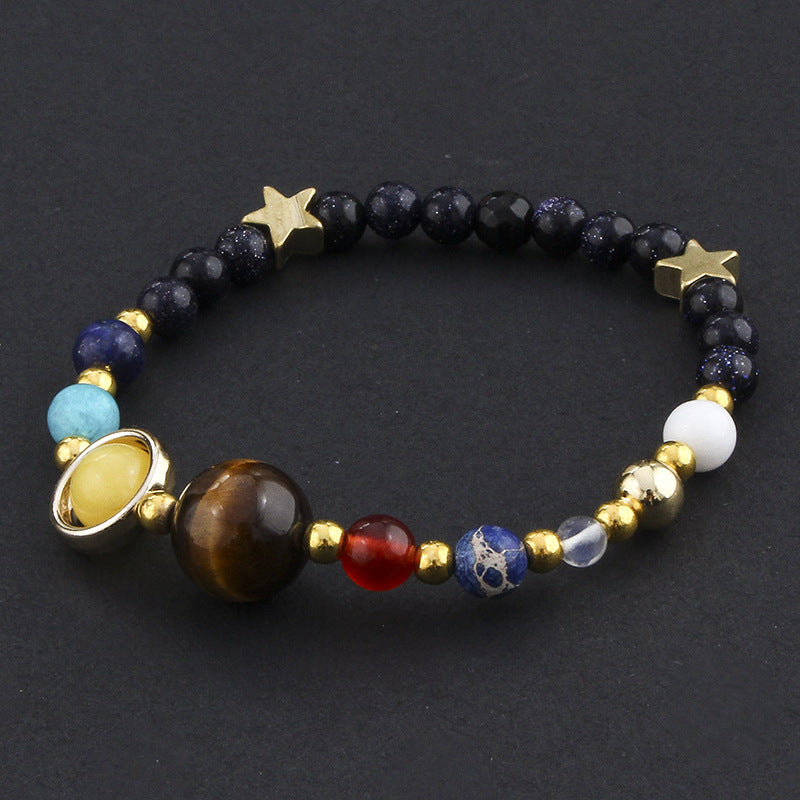 Hot-Selling Universe Galaxy Solar System Eight Planets Bracelet Guardian Star Natural Stone Bead Bracelet Seven Meridians Bracelet