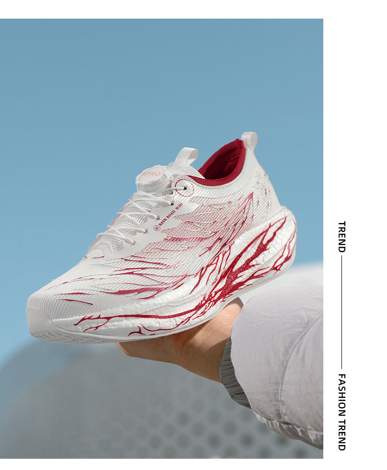 2025New Rotating Buckle Couple Fluorescent Trendy Fashion Running Shoes Real Explosive Carbon Plate Rebound Shock Absorption Sports Shoes