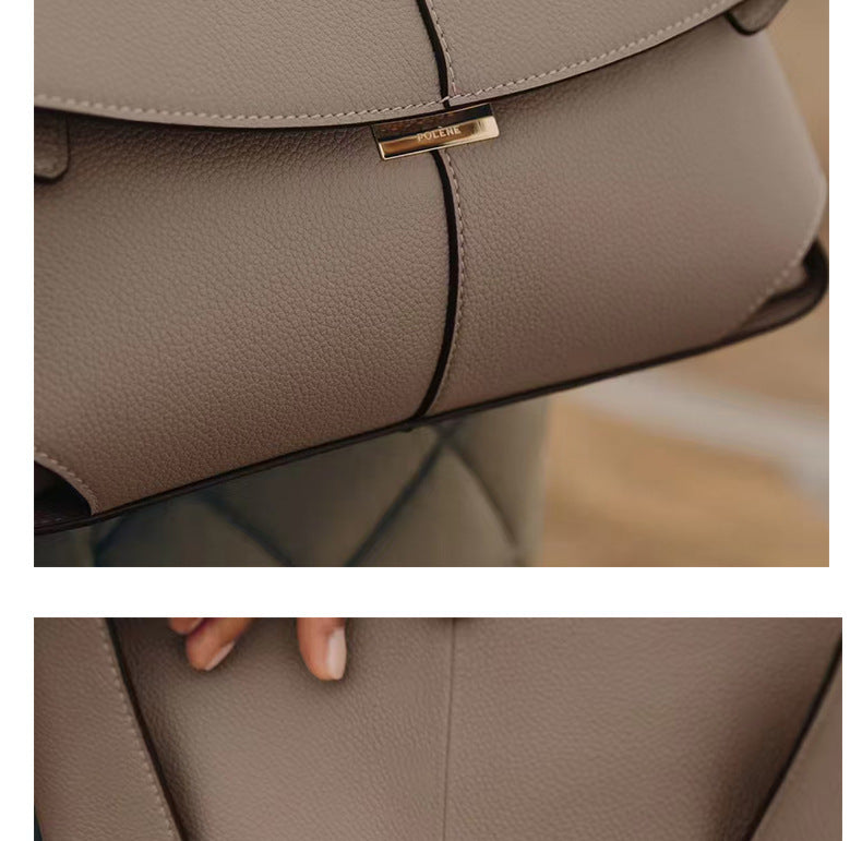 European and American Retro Smile Bag French Bolingin Niche Genuine Leather Women's Bag High-end Wrinkle Handbag Crossbody Bag