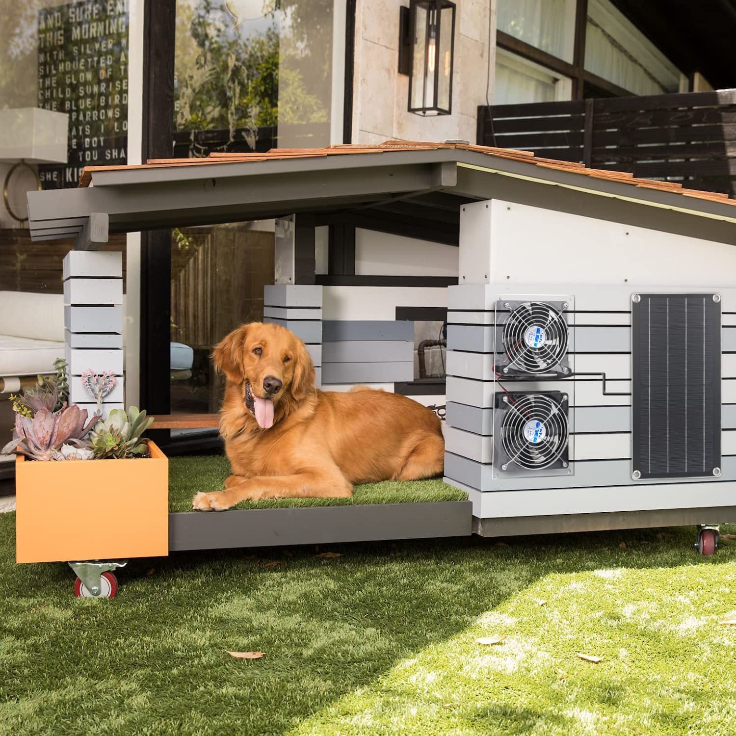 Solar Panel Fan Kit10W Weatherproof double fan suitable for outdoor small chicken coops