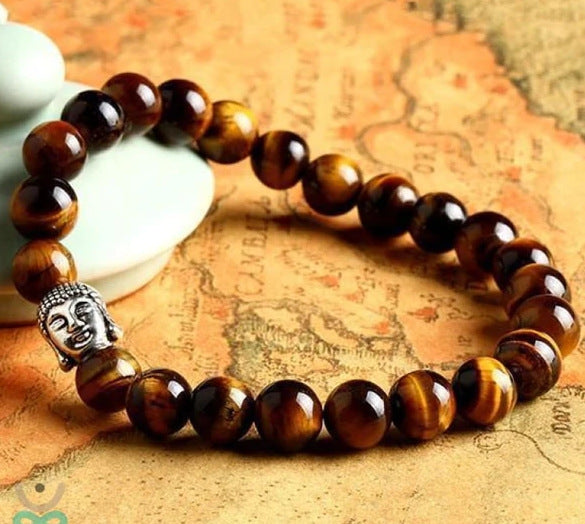 Tiger Eye Stone Double Row Bracelet Natural Stone Beaded Lucky Tree Pendant Bracelet Woven Double Layer Beaded Crystal Bracelet