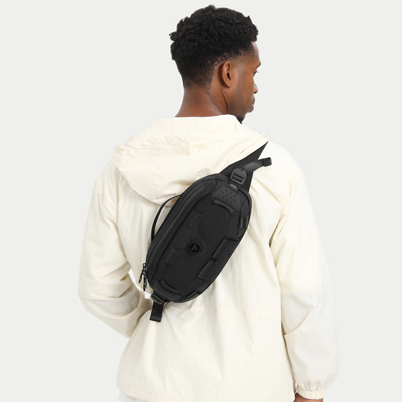 OZUKO Men's Chest Bag Crossbody Waist Bag Multifunctional Tactical Waterproof Portable Outdoor Cycling Trendy Brand High-end Bag