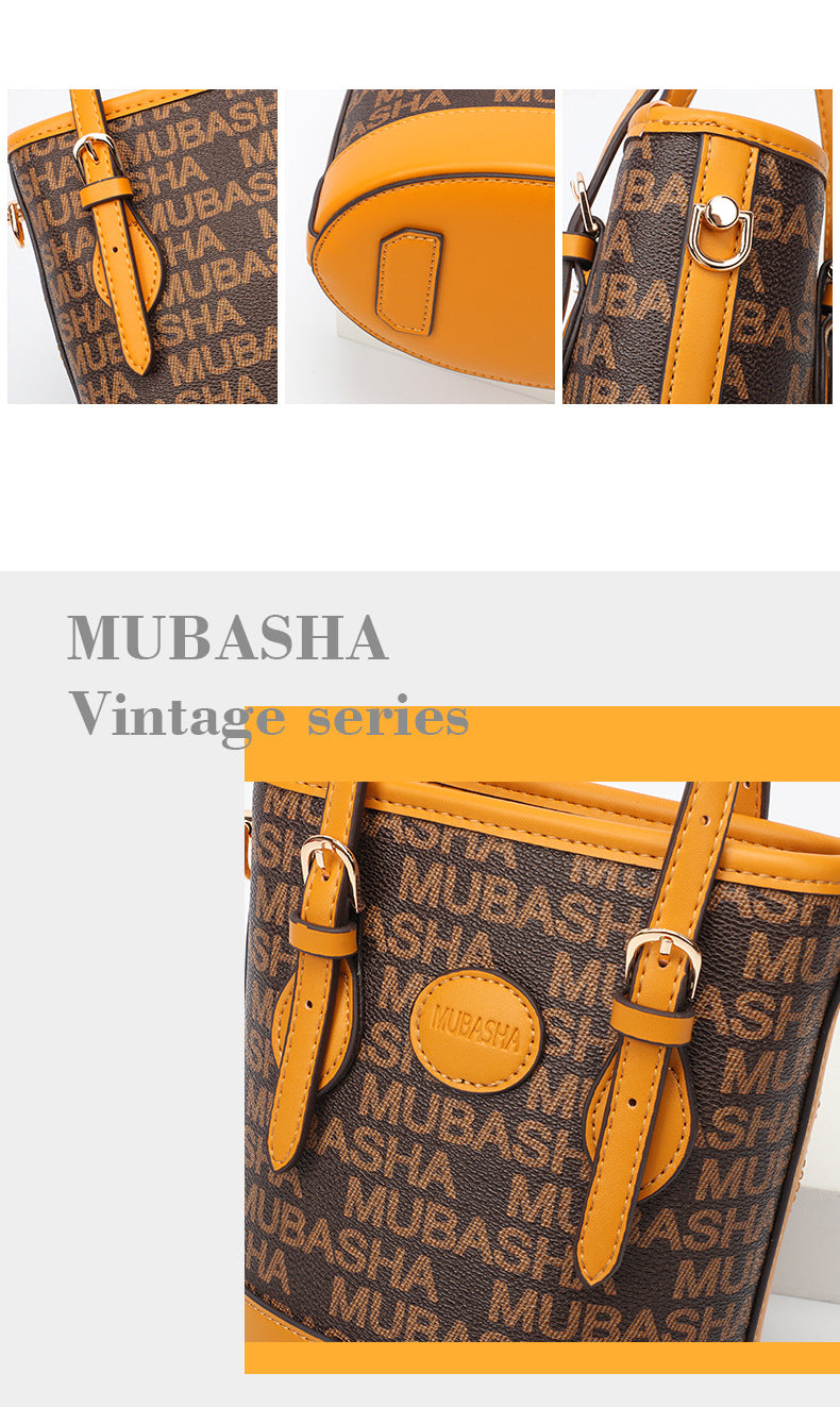 Women's Bag New Trendy Fashion Casual Vintage Bucket Bag Retro Handbag Unique Stylish Crossbody Bag
