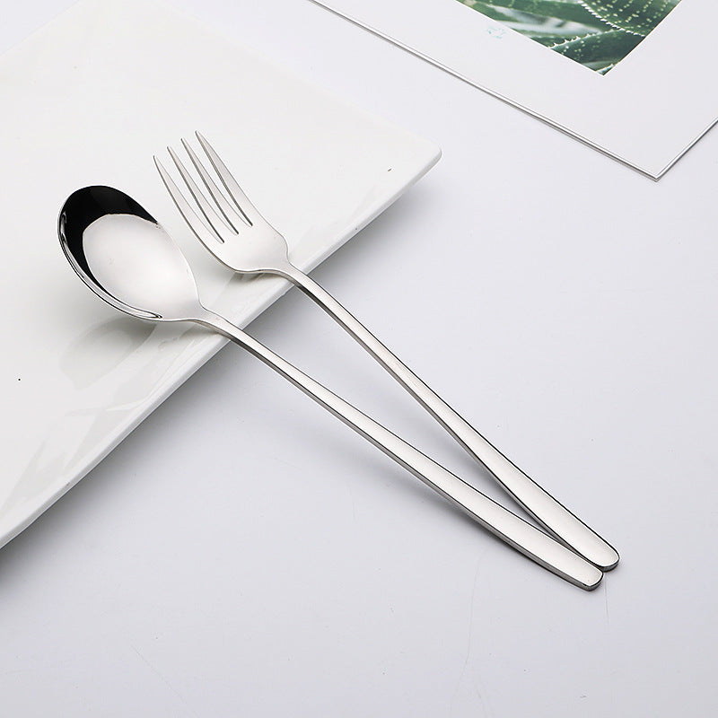 304Stainless Steel Tableware Korean Style Spoon Fork Adult Deepened Soup Spoon Ramen Fork Glossy Ruyi Wholesale Korean Style Wholesale