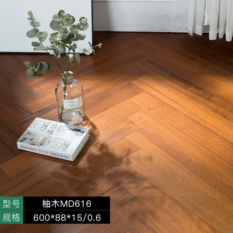 In-stock wholesale with on-site installation Herringbone Locking Floor Heating New Three-Layer Solid Wood Flooring Oak Black Walnut Flooring